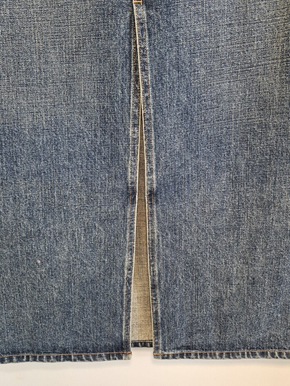 Gap Denim Maxi Skirt Sz 10 Med Wash Blue Long Jean Skirt Front Slit Boho Western - Picture 3 of 9